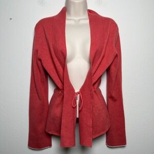 Brunello‎ Cucinelli Women 100% Cashmere Cardigan Sweater Medium Red Bell Sleeve